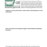 &quot;Discussions for Critical Thinking&quot; - In-Service Handout