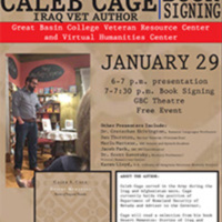 Poster for 2018 Veteran Writers Worskhop and Caleb Cage Reading