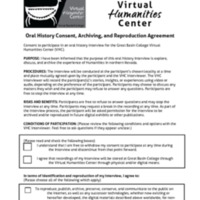 VHC Oral History Consent, Archiving, and Reproduction Agreement