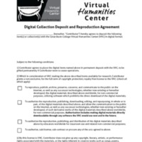 VHC Digital Collection Deposit and Reproduction Agreement