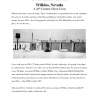 Wilkins, Nevada: A 20th Century Ghost Town